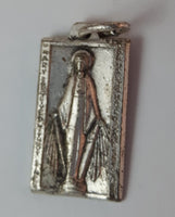 Early 20th Century Saint Catherine Labouré Miraculous Medal Virgin Mary Rectangular Rosary Pendant - Treasure Valley Antiques & Collectibles
