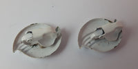 Vintage Shell Shape White Clip On Earrings - Treasure Valley Antiques & Collectibles