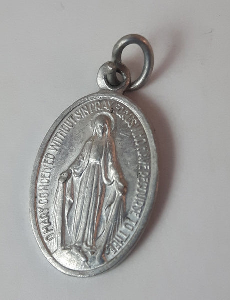 Early 20th Century Saint Catherine Labouré Miraculous Medal of Virgin Mary Rosary Pendant - Treasure Valley Antiques & Collectibles
