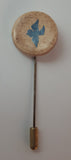 Vintage Circular Gold Tone Blue Bird Dove Stick Pin - Treasure Valley Antiques & Collectibles