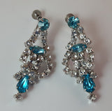 Vintage Aqua Blue and Clear Rhinestone Screw Back Earrings - Treasure Valley Antiques & Collectibles