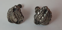 1940s Sterling Silver Leaf Design Screw Back Earrings - Treasure Valley Antiques & Collectibles