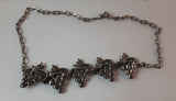 Vintage Silver Tone Pressed Grape Cluster Necklace - Treasure Valley Antiques & Collectibles
