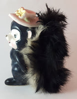 Vintage 1950s Wales Cute Furry Porcelain Pink Flower Hat Skunk Figurine Japan - Treasure Valley Antiques & Collectibles