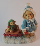 Cherished Teddies Pulling Sled Figurine Mary 1993 #912840 In Box w/ Certificate - Treasure Valley Antiques & Collectibles