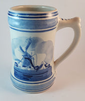 Vintage 1950s Delft Blue and White Mug Hand-Painted Windmill Stein Mug - Treasure Valley Antiques & Collectibles