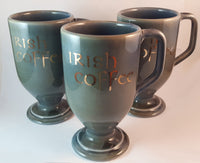 Set of 3 1950s Blue Wade Ireland Porcelain Irish Coffee Mug with Gold Trim and Lettering - Treasure Valley Antiques & Collectibles