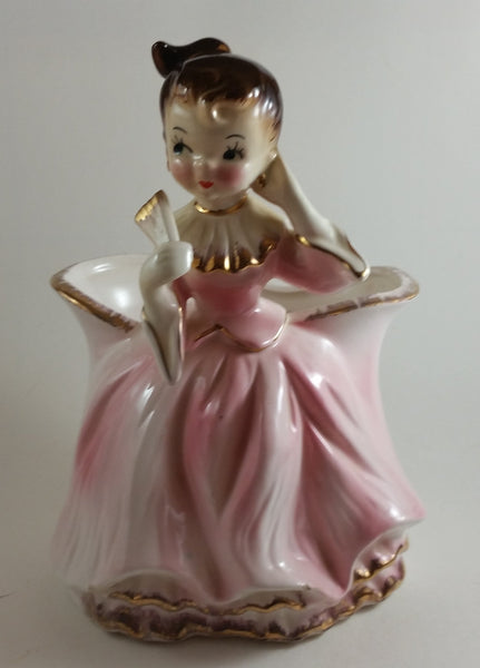 Vintage 1950s Pink Ballerina Planter with Gold Trim Japan - Treasure Valley Antiques & Collectibles