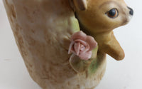 1979 Roth Enesco Taiwan Fawn Baby Deer Tree Trunk Vase - Treasure Valley Antiques & Collectibles