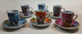 Vintage Cafe Pattern Girls Cup & Saucer Set of 6 in Box - Treasure Valley Antiques & Collectibles
