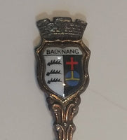 Vintage Backnang Germany Enamel Coat of Arms Crest Silver Plated Collectible Spoon - Treasure Valley Antiques & Collectibles