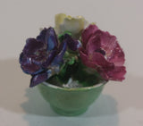Vintage Staffordshire Bone China Porcelain Floral Flower Bouquet (Green Planter) - Treasure Valley Antiques & Collectibles