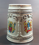 Vintage Enesco Japan Light Blue Embossed Coat of Arms Gold Trim Beer Stein - Treasure Valley Antiques & Collectibles