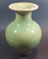 Modern Luxurious Chinese Imperial Guan Celadon Green Crackle Glaze 10" Tall Vase - Treasure Valley Antiques & Collectibles