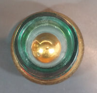 1960s Bohemia Crystal Czechoslovakia Aqua Turquoise Gold Gilt Decanter Set with 5 Glasses
