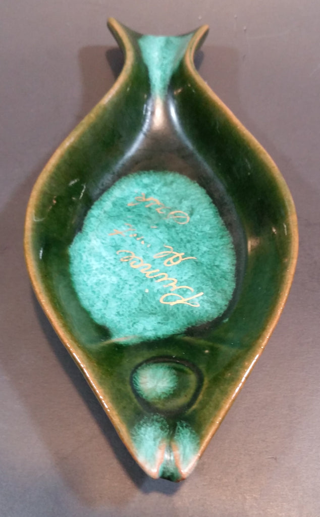 1970s KG McMaster Pottery Canada Green Teal Fish Dish Prince Albert, S ...