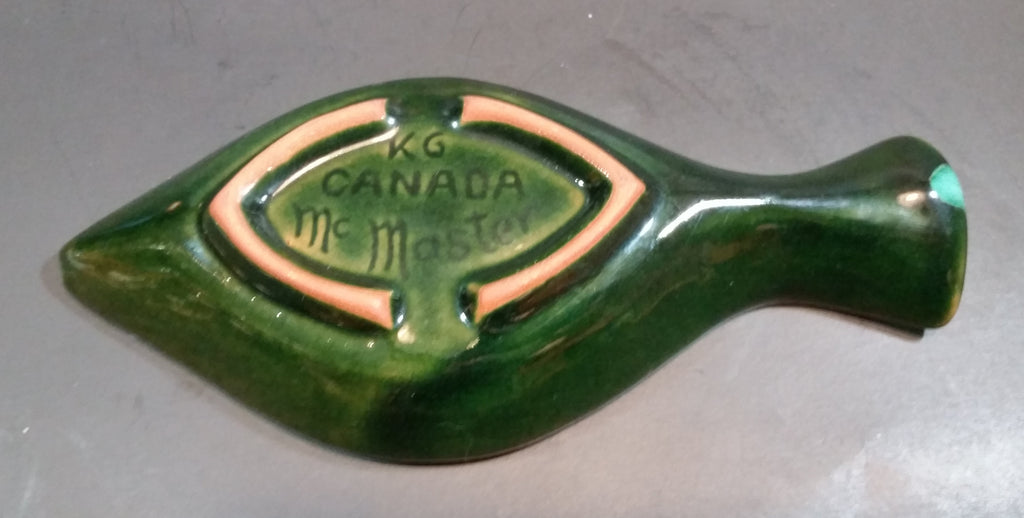 1970s KG McMaster Pottery Canada Green Teal Fish Dish Prince Albert, S ...