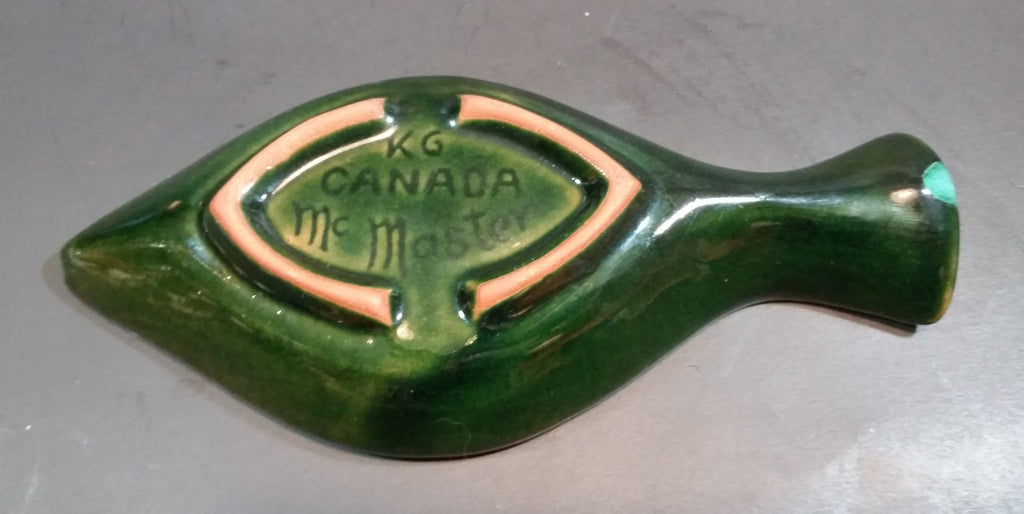 1970s KG McMaster Pottery Canada Green Teal Fish Dish Prince Albert, S ...