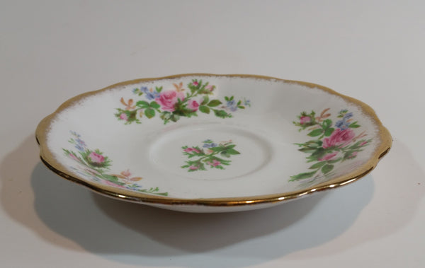 1950s Royal Albert Pink & Blue Floral Gold Trimmed Tea Cup Saucer - Treasure Valley Antiques & Collectibles