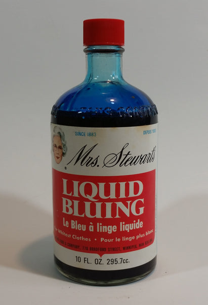 1970s Mrs. Stewart's Liquid Bluing Glass Bottle - Never Opened - Treasure Valley Antiques & Collectibles