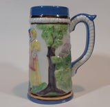 1960s Blue and White with Gold Trim German Beer Stein Signed "by ELM"