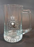 Vintage Clear Glass RCMP Royal Canadian Mounted Police Pewter Crest Beer Mug - Treasure Valley Antiques & Collectibles