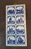 Rare West German Delft Style Scenes of Holland Double Length Porcelain Wall Tile - Treasure Valley Antiques & Collectibles