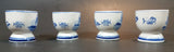 1940s H.S. Handpainted Delft Blue Windmill Decor Egg Holder Cup Set of 4 - Treasure Valley Antiques & Collectibles