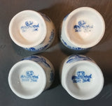 1940s H.S. Handpainted Delft Blue Windmill Decor Egg Holder Cup Set of 4 - Treasure Valley Antiques & Collectibles