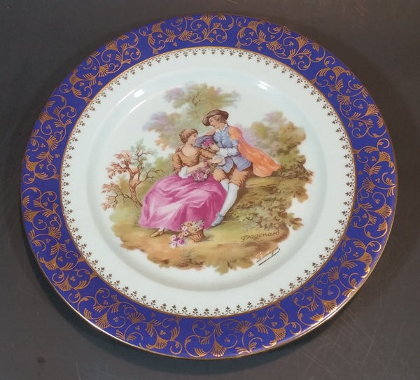 1970s Limoges France Fragonard 402 B Blue Collectible Plate - 9 1/2" - Treasure Valley Antiques & Collectibles