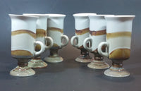 1970s Japanese Hand-painted Otagiri Stoneware Pedestal Coffee Mug Set of 6 - Treasure Valley Antiques & Collectibles