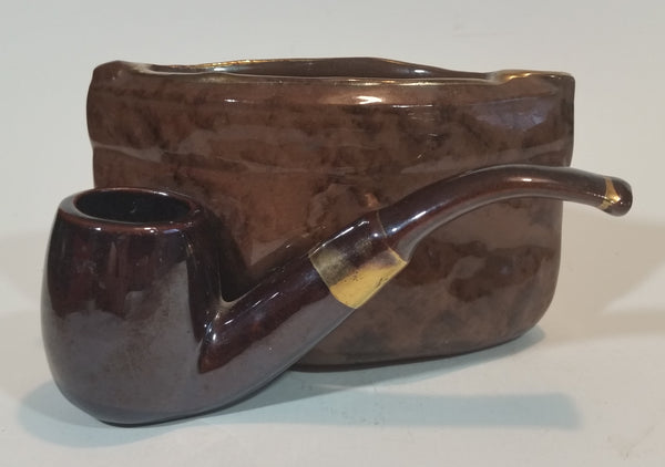 1950s Rubens Pipe with Tobacco Pouch Holder Planter #791 Japan Redware - Treasure Valley Antiques & Collectibles