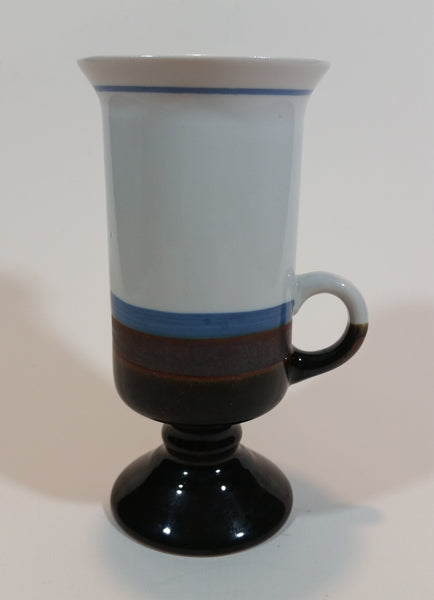 Vintage 1970s Japanese Hand-painted Otagiri Stoneware Pedestal Coffee Mug - Blue - Treasure Valley Antiques & Collectibles