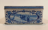 1960s Hellema Hallum Holland Biscuits Tin with Delft Style Scenery - Treasure Valley Antiques & Collectibles