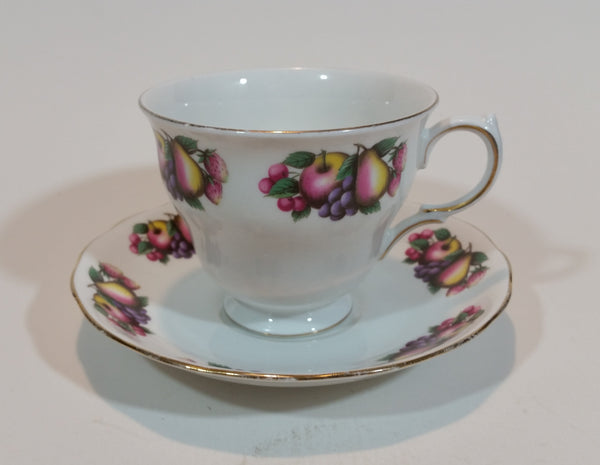1959-1964 Queen Anne Bone China Fruit Pattern 8248 Teacup and Saucer