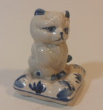 Vintage Delft Holland Cat on Windmill Pillow Figurine - Treasure Valley Antiques & Collectibles