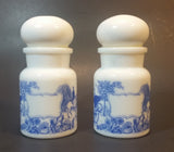 Vintage 1960s Belgium Milk Glass Apothecary Spice Jar Lidded Containers Set of 2 - Treasure Valley Antiques & Collectibles