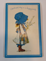 1974 Holly Hobbie Carlton Cards Blue Girl Wall Plaque Picture - Treasure Valley Antiques & Collectibles
