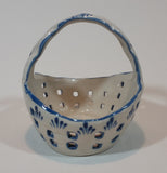 Vintage Delft Blue Handpainted Porcelain Windmill Basket - Designed By T.S. Holland - Treasure Valley Antiques & Collectibles