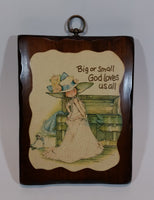 Vintage Holly Hobbie "Big or Small God Loves Us All" Wooden Wall Plaque - Treasure Valley Antiques & Collectibles