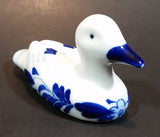 Vintage Hand Painted Delft Blue Duck Bird Porcelain Figurine - Treasure Valley Antiques & Collectibles
