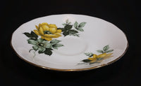 1959-1964 Queen Anne Bone China Yellow Roses and Teal Poppy Teacup Saucer 8520