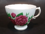 1950s Royal Vale Pink Roses & Leaves Bone China Teacup Gold Trim - Treasure Valley Antiques & Collectibles