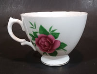 1950s Royal Vale Pink Roses & Leaves Bone China Teacup Gold Trim - Treasure Valley Antiques & Collectibles