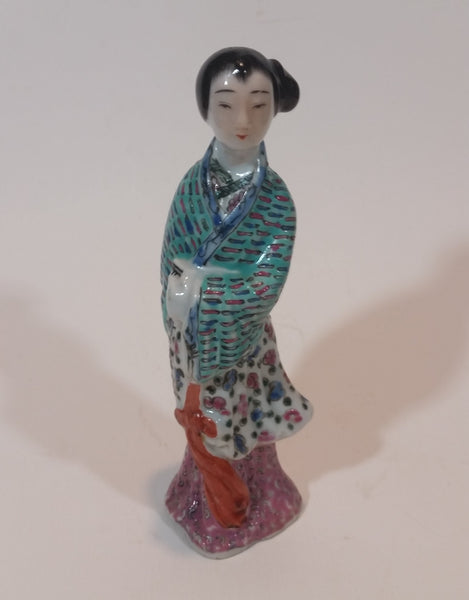 Antique 1910-1940 Chinese Famille Rose 6" Woman Porcelain Figurine - Treasure Valley Antiques & Collectibles