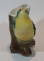 1950s Royal Copley Western Tanager or Warbler Bird on Tree Stump Ceramic Porcelain Planter - Treasure Valley Antiques & Collectibles