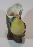 1950s Royal Copley Western Tanager or Warbler Bird on Tree Stump Ceramic Porcelain Planter