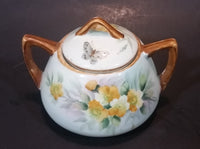 1920s Nippon - Japan Hand Painted Butterflies and Yellow Flowers Sugar Bowl - Treasure Valley Antiques & Collectibles