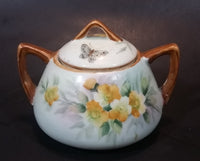 1920s Nippon - Japan Hand Painted Butterflies and Yellow Flowers Sugar Bowl - Treasure Valley Antiques & Collectibles