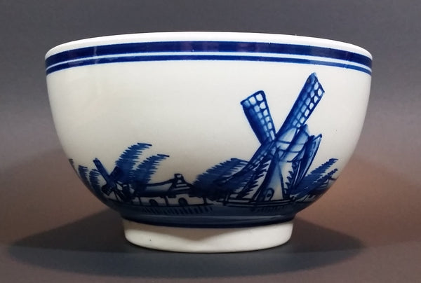 Vintage Delft Blue Windmills, Dutch Town, and Sailboats Scenery Bowl - Treasure Valley Antiques & Collectibles